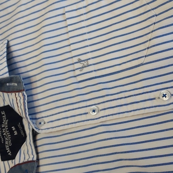 AMERICAN Eagle Outfitters button down long sleeved dress shirt, blue/white M - Picture 4 of 7
